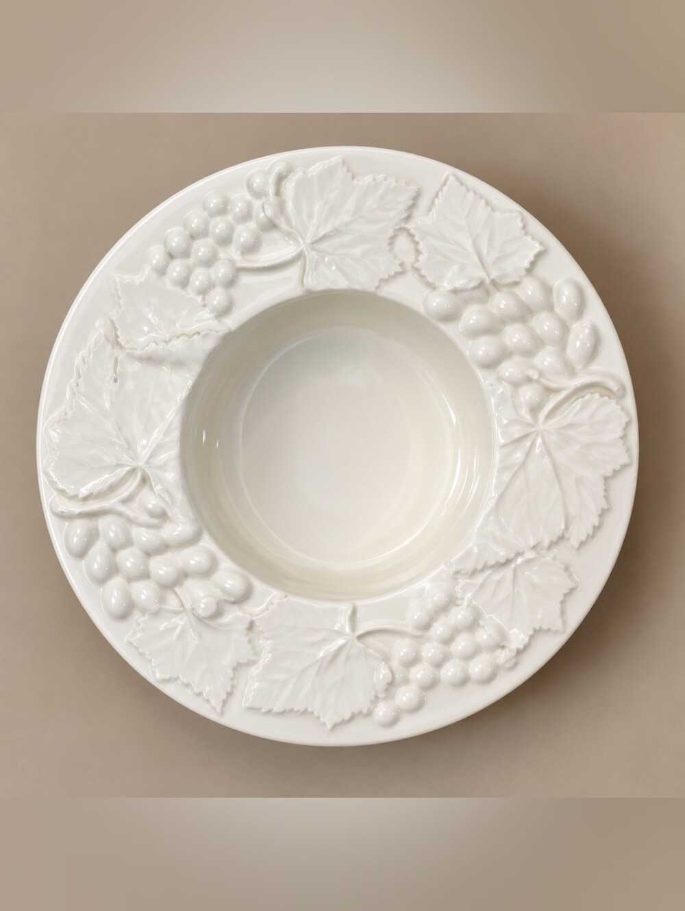 Vintage Elios Italy White Ceramic Wine Bottle Coaster Grapevine Holiday Tablewar
